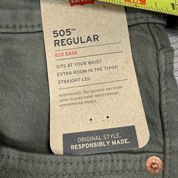 Levi's Men's 505 Straight Leg Jeans Olive Green 32x32 New with Tags Classic - Picture 12 of 13